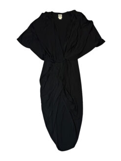 Young Fabulous & Broke YFB Black V-Neck Plunge Draped Midi Dress Small