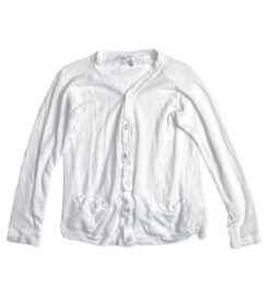 Vlas Blomme Japan White Linen V-Neck Cardigan Sweater Size 2 Medium