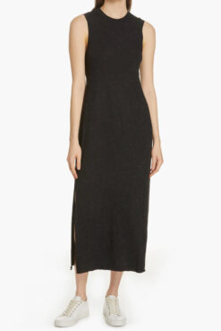 ATM Anthony Thomas Melillo Black Speckled Donegal Pocket Midi Dress XS