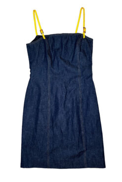 Escada Blue Denim Heart Patch Mini Dress Size 34