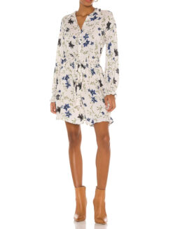 Free People Womens Lighten Up Floral Long Sleeve V-Neck Mini Dress XS