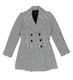 Reiss Womens Striped Double Breasted Coat Size Small