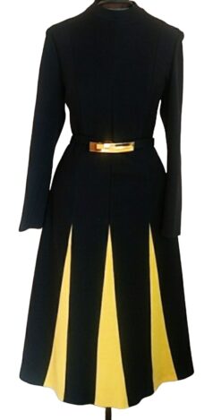 Lohle Modell Louis Goutille France Vintage Black Wool Pleated Dress