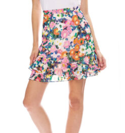 Saloni NWT Womens Cece Floral Ruffle Tiered Mini Skirt Size 2 New Tags
