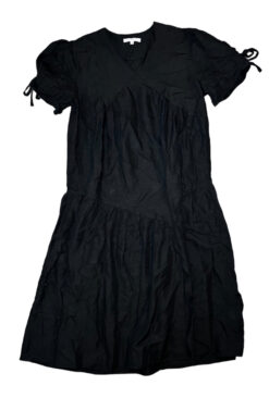 Senlis Garmentory New Black Linen V-Neck Midi Maxi Dress Small