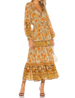 Spell & The Gypsy Collective Seashell Fall Print Gown Maxi Dress Size XS