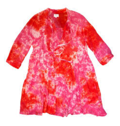 Honorine Women's Giselle Cotton Gauze V-Neck Long Sleeve A-Line Mini Dress Medium