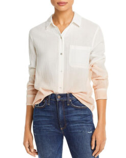 Rails NWT Womens Ellis Dip Dye Cotton Gauze Relaxed Button Up Long Sleeve Shirt Large