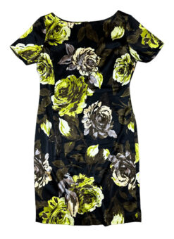 St John Womens Floral Silk Bateau Neck Short Sleeve Knee Length Dress Size 8