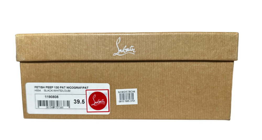Christian Louboutin NIB Fetish Peep Toe Stiletto Heel Graffitti Platform Pumps 39.5 - Image 7