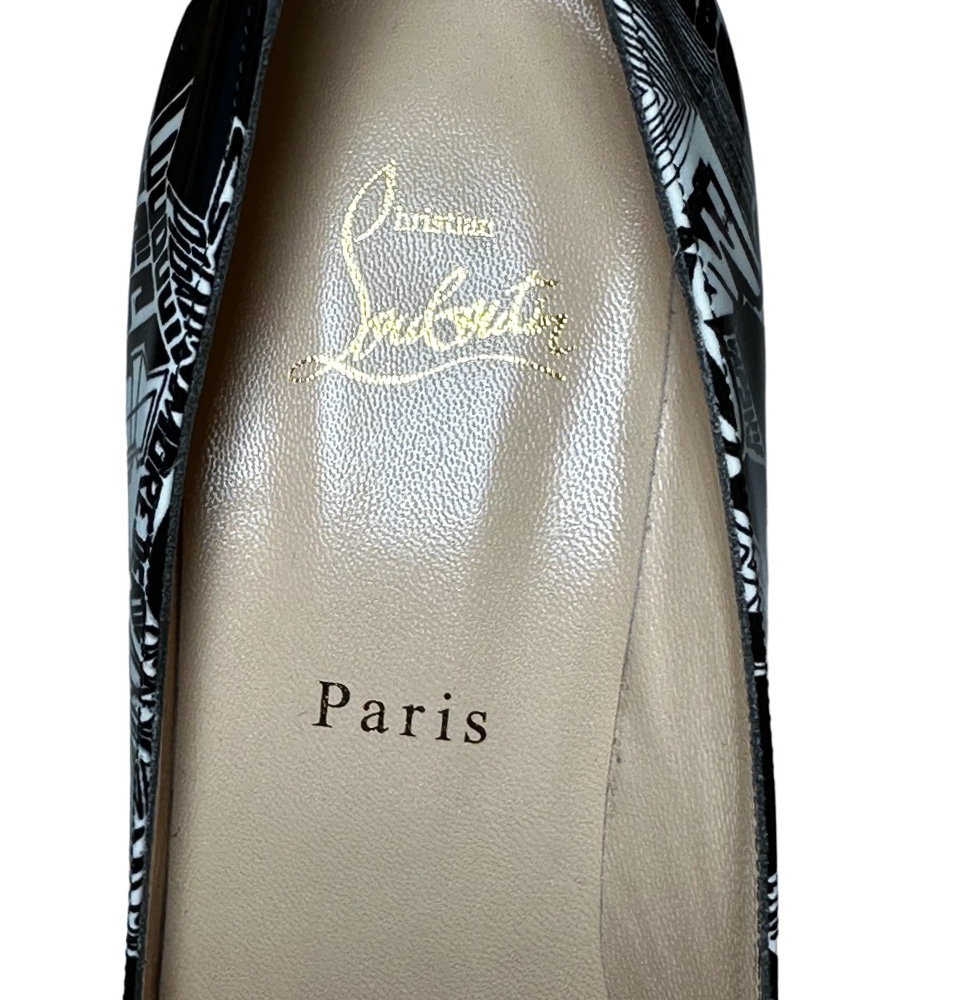 Christian Louboutin NIB Fetish Peep Toe Stiletto Heel Graffitti Platform Pumps 39.5 - Image 4