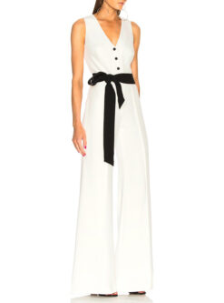 Alexis Women's Moe Sleeveless Button V-Neck Wide Leg Dress Jumpsuit Small