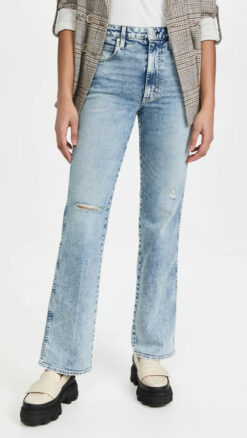 AMO Womens Willa Slim Flare High Rise Jeans Size 28 Wander Wash