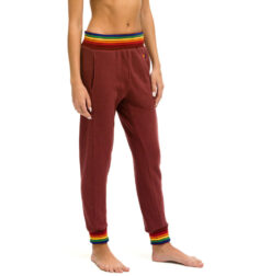 Aviator Nation Rainbow Stripe Rib Pocket Logo Skinny Jogger Track Pants Small