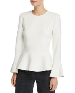 Elizabeth & James Womens Ruth Long Bell Sleeve Crew Neck Scuba Top Blouse Size 2