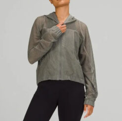Lululemon Women's Relaxed Fit Mesh Hooded Jacket Size 4 Sage Gray