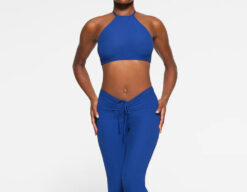 Skims NWT Cobalt Blue Ribbed Soft Lounge Halter Top Large NEW