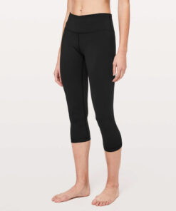 Lululemon NWT Wunder Under Black Mid Rise 21" Luon Cropped Tights Pants 6