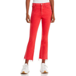 Mother Womens Red The Hustler High Rise Frayed Flare Leg Ankle Jeans Size 24