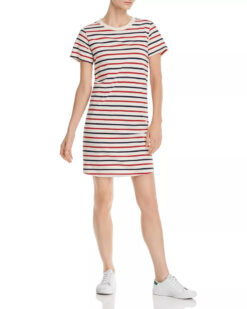 Current/Elliott Womens The Beatnik Crew Neck Striped Mini T-Shirt Dress Size 0