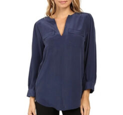 Joie Womens Marlo Silk V-Neck Long Sleeve Shirt Top Blouse Size XS