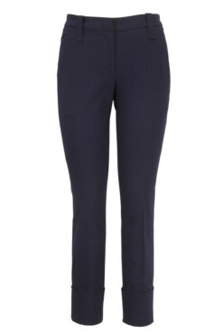 Brunello Cucinelli Womens Mid Rise Wide Cuffed Ankle Pants 48/12 Blue