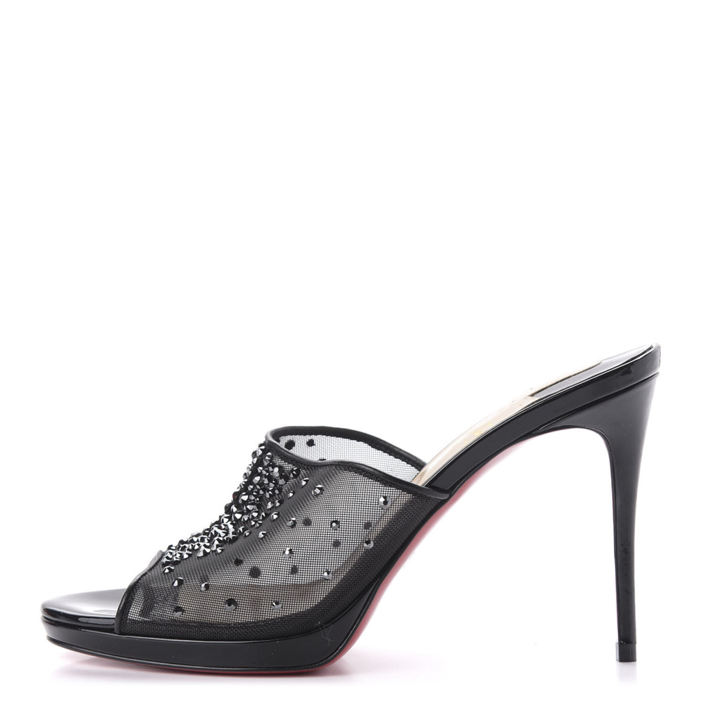 Christian Louboutin NIB Violas Mule Open Toe Crystal Strass Stiletto Heel Sandals Pumps 40 - Image 3