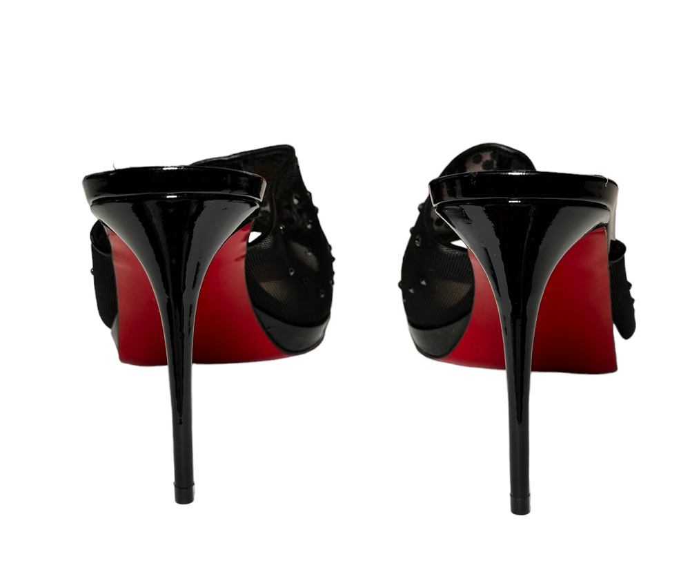 Christian Louboutin NIB Violas Mule Open Toe Crystal Strass Stiletto Heel Sandals Pumps 40 - Image 6