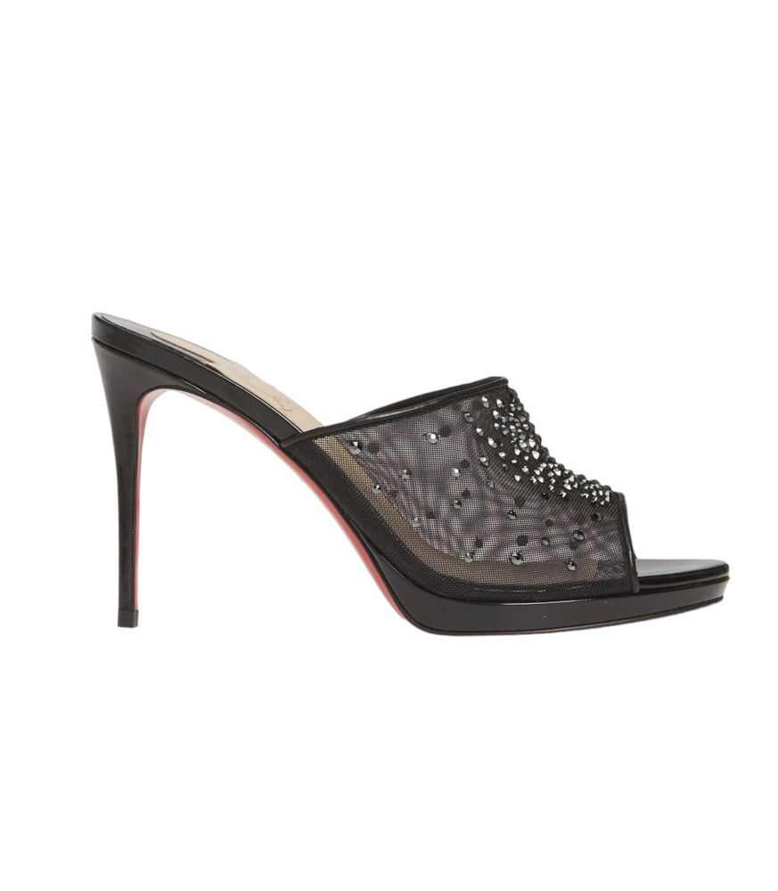 Christian Louboutin NIB Violas Mule Open Toe Crystal Strass Stiletto Heel Sandals Pumps 40 - Image 2