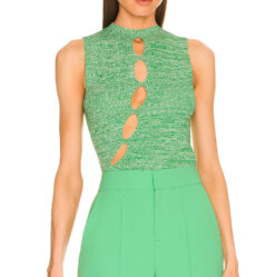 Ronny Kobo NWT Fren Sleeveless Crew Neck Cutout Marled Knit Top Blouse XS
