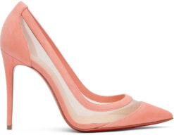 Christian Louboutin NIB Galativi 100 Pink Suede Mesh Heels Pumps Size 39 NEW