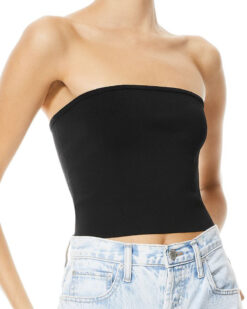 Alice + Olivia Womens Alison Strapless Tube Top Blouse Small Black