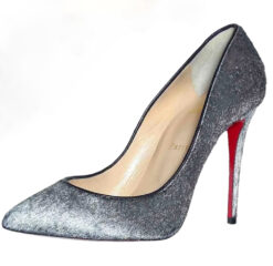 Christian Louboutin NIB Pigalle Follies Metallic Silver Pony Hair Heels Pumps 40