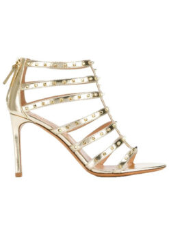 Valentino Garavani NIB Rockstud Gold Metallic Caged Heels Sandals 39 NEW