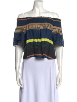 Apiece Apart Women's Striped Satin Off Shoulder Top Blouse Size 2