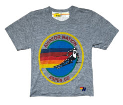 Aviator Nation Womens Gray Rainbow Logo Crew Neck Graphic Tee Shirt Top XS
