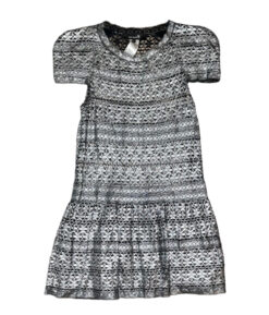 Isabel Marant Metallic Lace Short Sleeve Tiered A-Line Mini Dress 1/Small