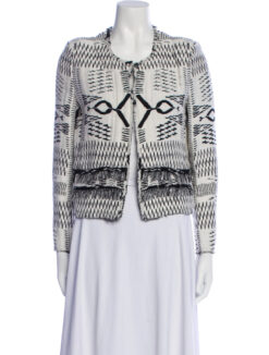 IRO Womens Kerr Open Front Ikat Tweed Fringe Lesage Jacket Size 34