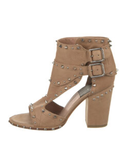 Laurence Dacade Quilted Leather Studded Block Heel Gladiator Sandals 37.5