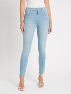 Mother The Looker High Rise Blue Denim Ankle Fray Jeans 24 Hold My Hand
