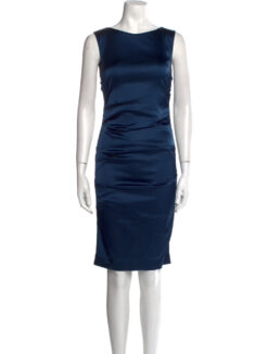 Nicole Miller Womens Satin Bateau Neck Sleeveless Ruched Mini Dress Size 4