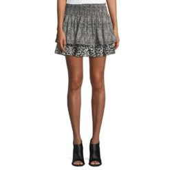 Ramy Brook Women's Annabelle Animal Print Silk Tiered A-Line Mini Skirt Medium