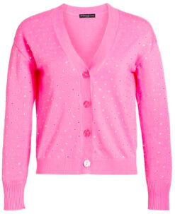 Generation Love Women's Mori Crystal V-Neck Cardigan Sweater XXS Pink