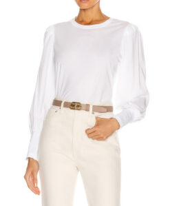 A.L.C. Women's NEW Karter Long Puff Sleeve Crew Neck Top Blouse XS White