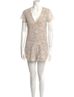Alexis Women's Alain Lace V-Neck Short Sleeve One Piece Romper XS