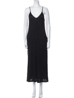 ATM Anthony Thomas Melillo Black Sleeveless V-Neck Midi Maxi Slip Dress Large