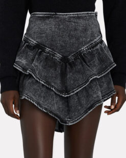Mother Superior NWT Womens The Ruffle Tiered A-Line Mini Skirt 23 Black