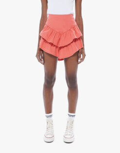 Mother Superior NWT Womens The Ruffle Tiered A-Line Mini Skirt 24 Hot Coral