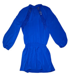 Ramy Brook Women's Tyler Mock Neck Long Sleeve Mini Dress Medium Blue