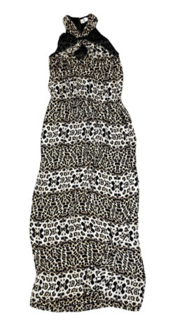 A.L.C. Women's Leopard Silk Sleeveless Halter Long Maxi Dress Small